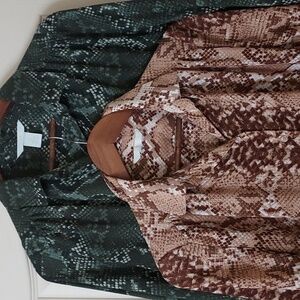 2 H&M Printed Button Down Shirts, 1 In Brown, 1 In Green; Size 8